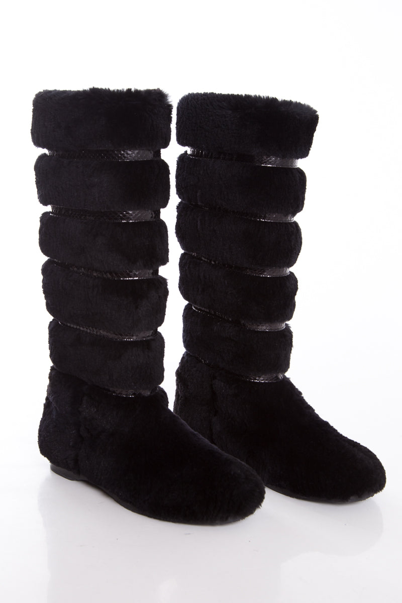 Jimmy Choo Black Fur Boots SZ 37