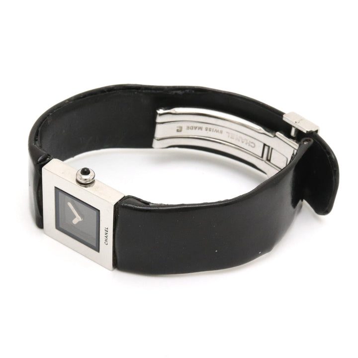 Top Quality Chanel Matrasse SS Emmeline Leather Belt Black   Quartz Watch H0116