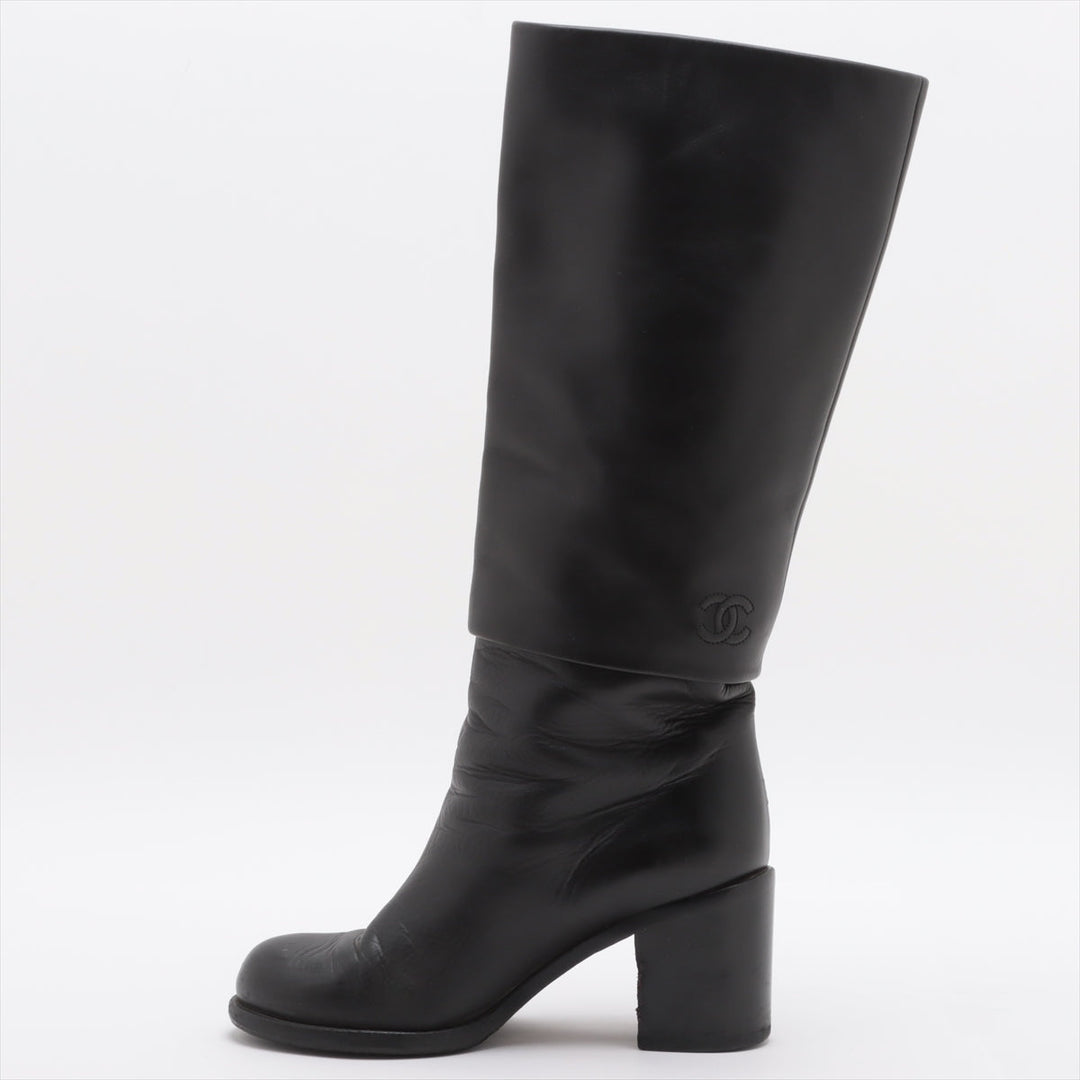 Top Quality Chanel Coco Leather Long Boots 36  Black G27808 Lift