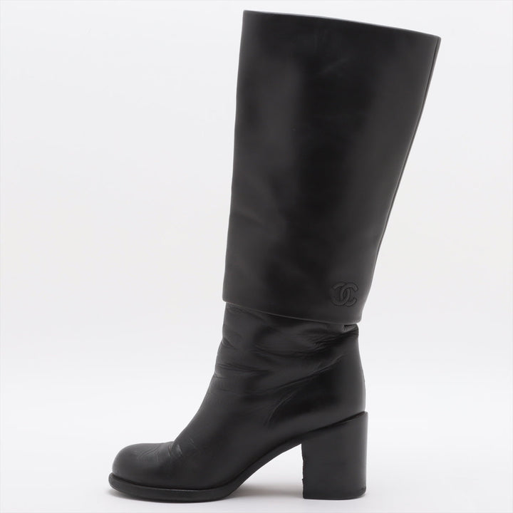 Top Quality Chanel Coco Leather Long Boots 36  Black G27808 Lift