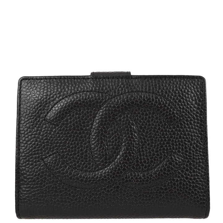 Top Quality Chanel 1996-1997  Black Caviar Bifold Wallet Purse