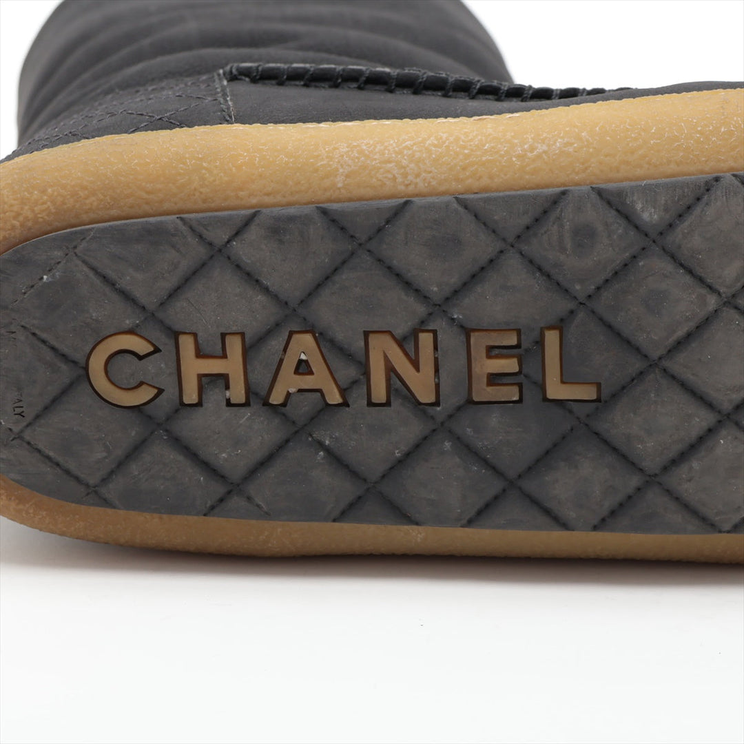 Top Quality Chanel Coco Mouton x Leather Shoes 36  Black G28739 Chain