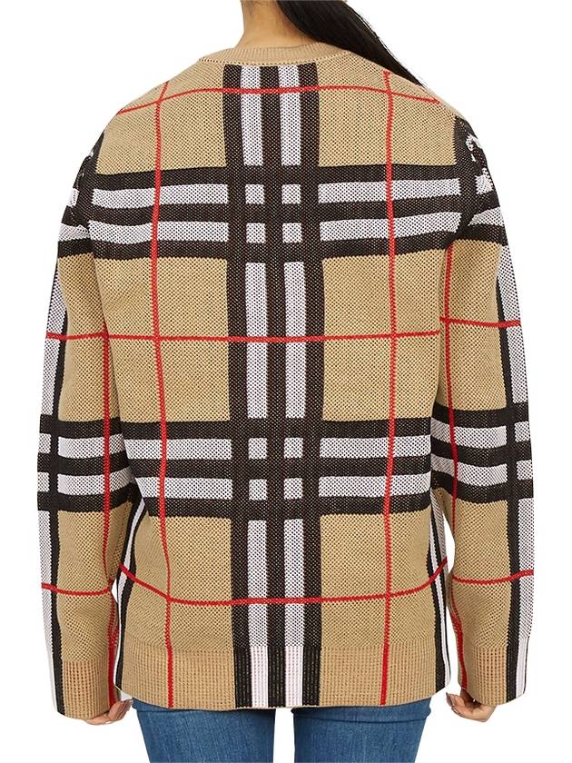 Burberry V-Neck Checked Technical Cotton Cardigan Archive Beige