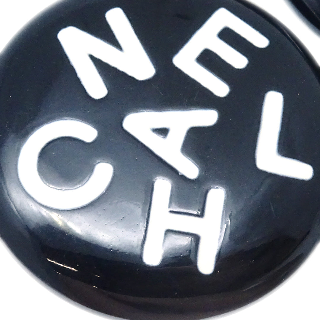 Top Quality Chanel Button Earrings Clip-On Black Gold 95A