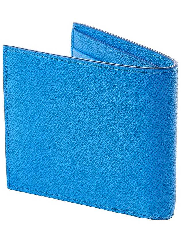 Burberry TB Logo Bifold Grainy Leather Half Wallet Vivid Blue