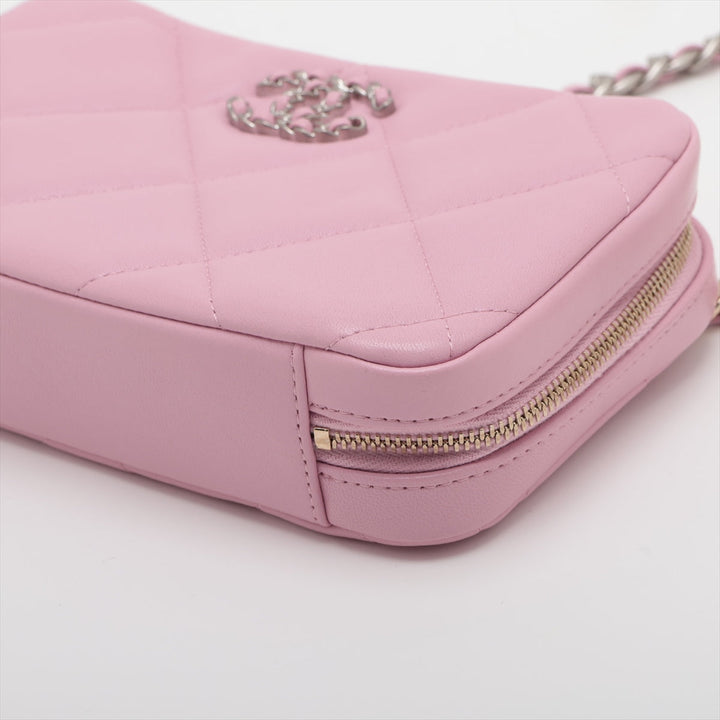 Top Quality Chanel 19  Chain Shoulder Bag Pink G x Silver Gold AP2728