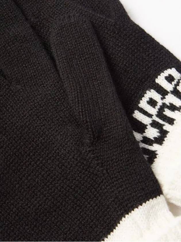 Burberry Logo Two-Tone Cashmere Gloves White Black