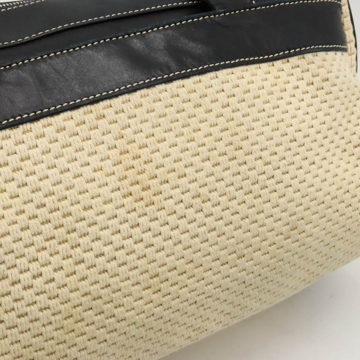 Top Quality Chanel Logo Handbags Mini Boston Cotton Leather Natural Black Black Silver Gold  Blumin