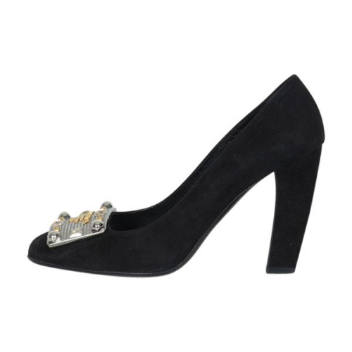 Prada Suede Crystal Embellished Pumps