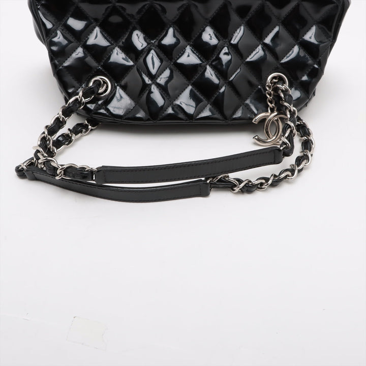 Top Quality Chanel Mademoiselle Patent Leather Chain Shoulder Bag Black Silver G  14th