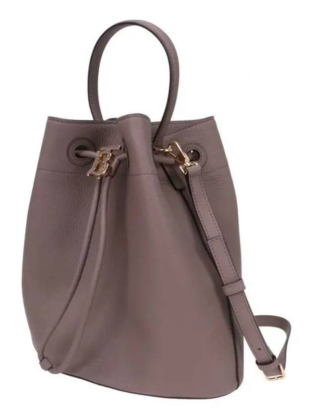 Burberry WoMen's Grainy Leather Small TB Bucket Bag Light Saddle Brown