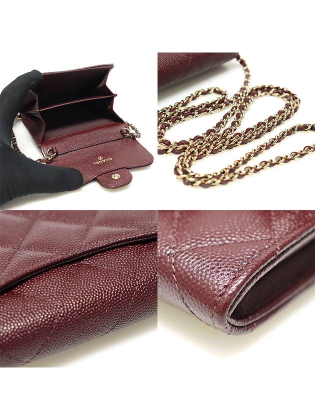 AP0238 Burgundy caviar gold CC logo classic clutch with chain card wallet cross bag 31st Chanel