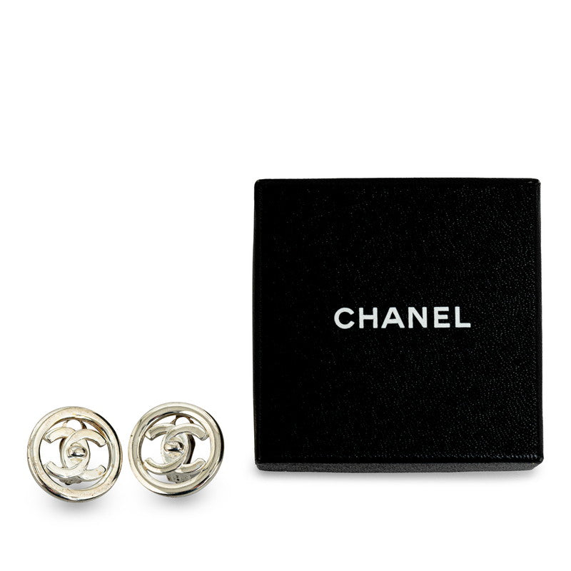 Top Quality Chanel Vintage Cocomark Whiteboard Rock Earring Silver Metal  Chanel