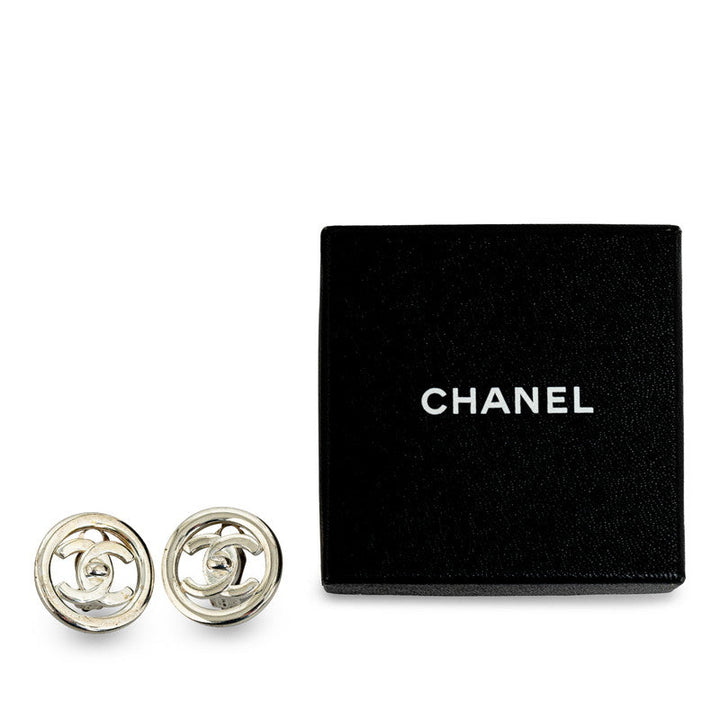 Top Quality Chanel Vintage Cocomark Whiteboard Rock Earring Silver Metal  Chanel