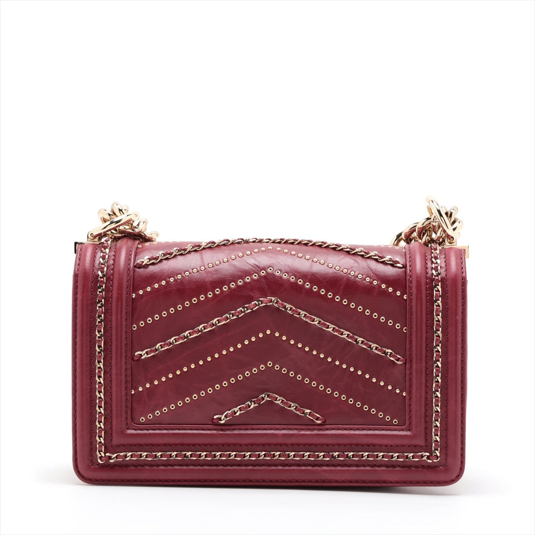 Top Quality Chanel Mini Boy Top Quality Chanel Leather Chain Shoulder Bag V Stick Bordeaux G