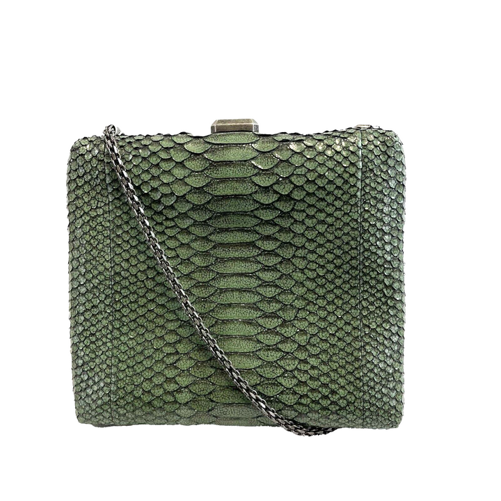 Chanel - Python Snakeskin Green CC Kiss lock Shoulder Bag / Crossbody
