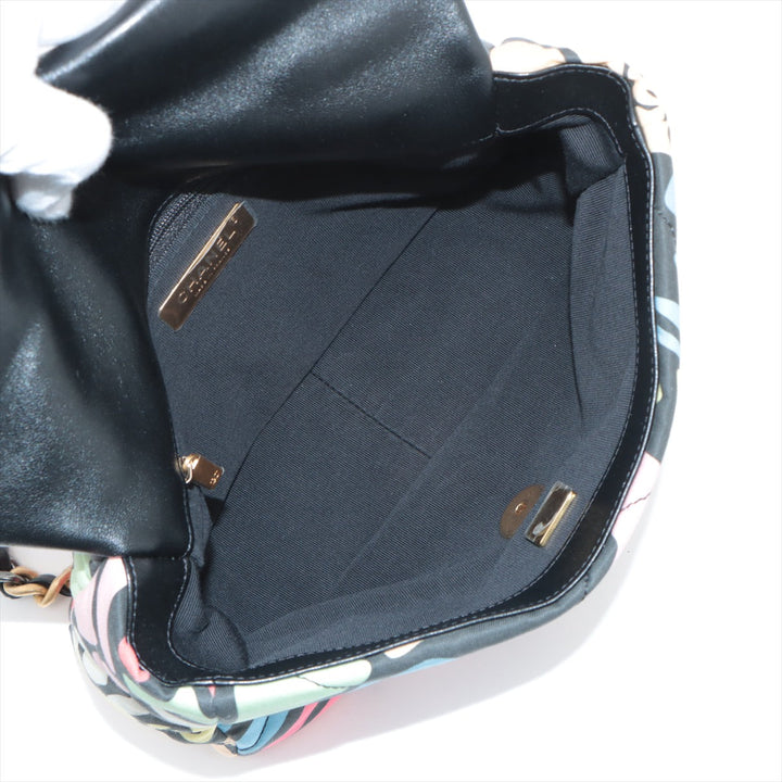 Top Quality Chanel 19 Canvas x Leather Chain Shoulder Bag Multicolor Gold x Silver Gold AS1160