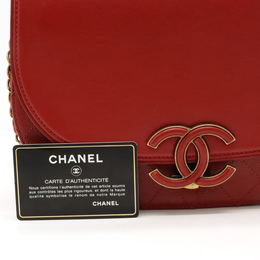 Top Quality Chanel Coconut Matrasse Chain Shoulder Bag Posket 2WAY Leather Red Gold  A93461