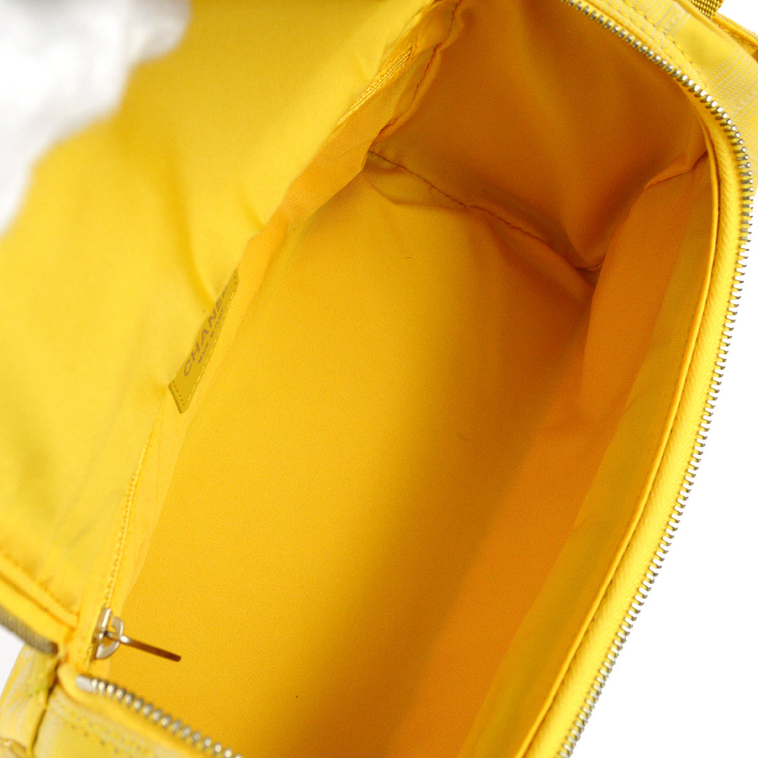 Top Quality Chanel 2001-2003 Yellow Jacquard Nylon New Travel Line Shoulder Bag