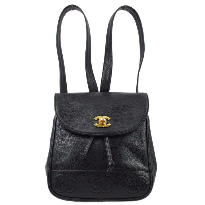 Top Quality Chanel Black Caviar Triple CC Backpack