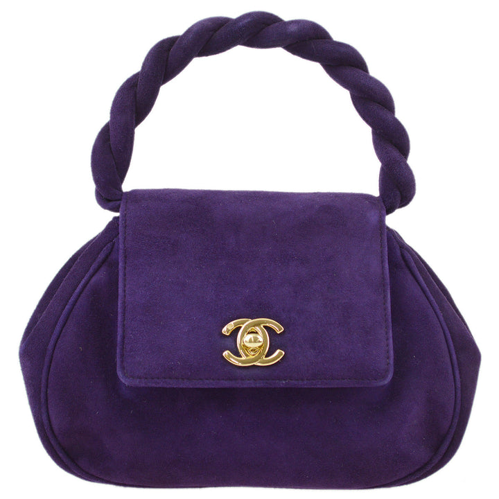 Top Quality Chanel Purple Suede Top Handle Bag