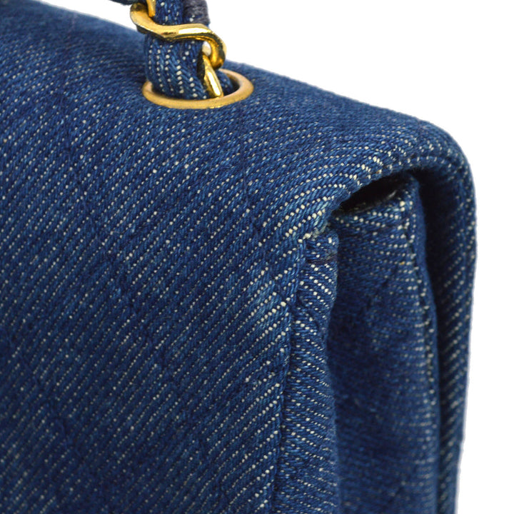 Top Quality Chanel * 1989-1999 Denim Turnlock Mini Full Flap Bag