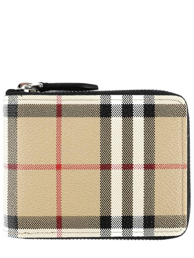 Burberry Vintage Check Zipper Round Half Wallet Beige