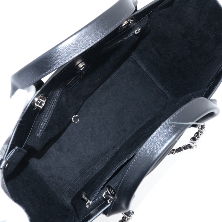Top Quality Chanel Deauville Caviar S 2WAY Handbag Black Silver G  25th