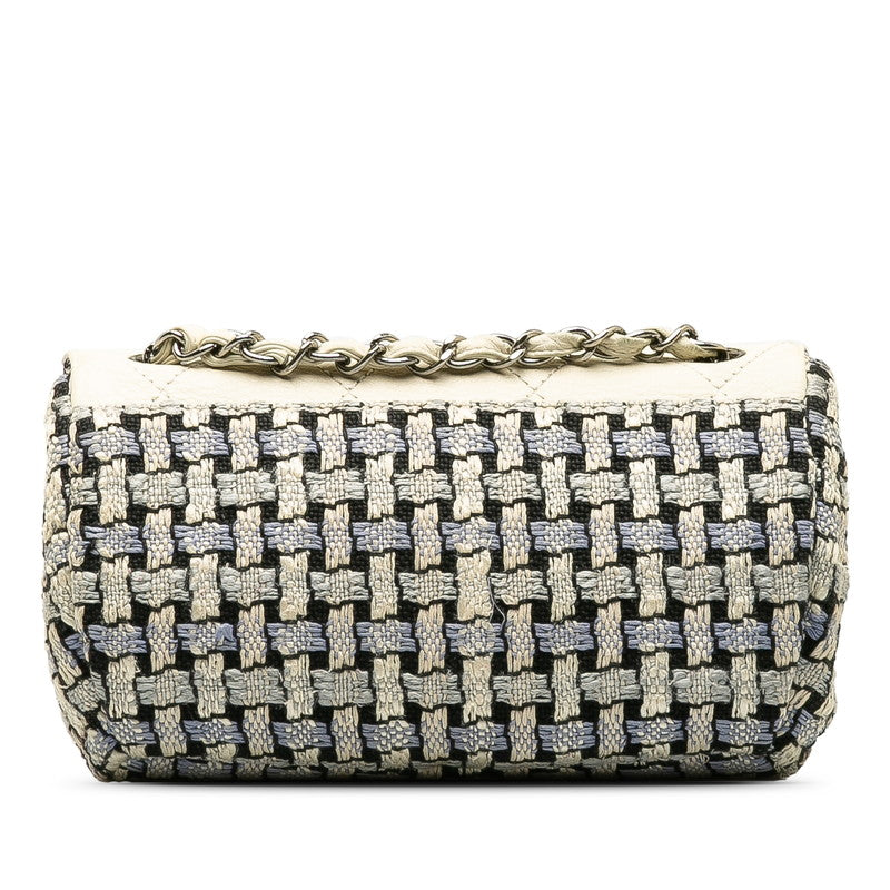 Top Quality Chanel Wild Stitch Flap Bag in Tweed Wool White Blue