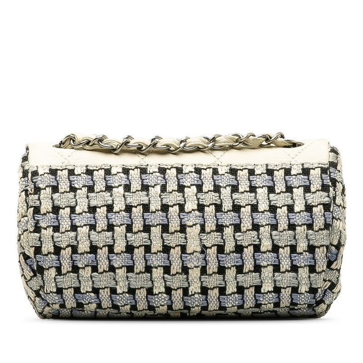 Top Quality Chanel Wild Stitch Flap Bag in Tweed Wool White Blue