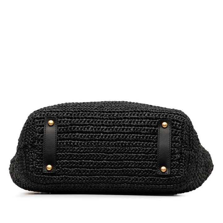 Top Quality Chanel Black Straw Chain Tote Handbag