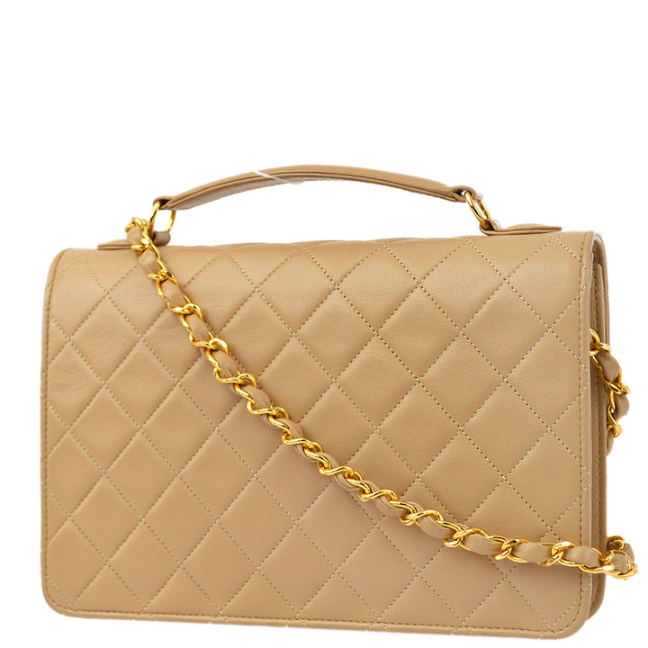Top Quality Chanel * Beige Lambskin 2way Handbag