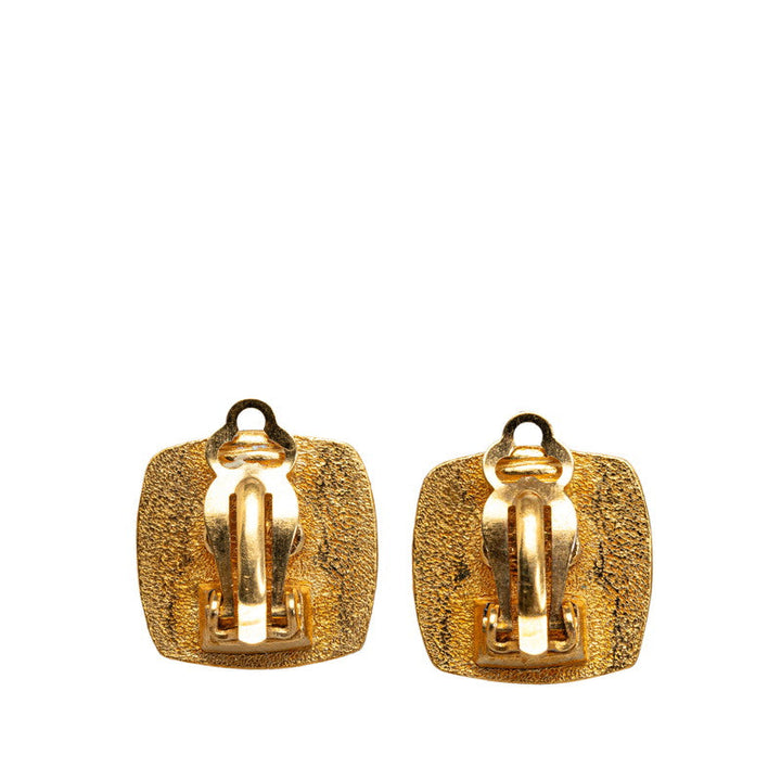 Top Quality Chanel Vintage Coco Square Earring Gold Black   Chanel