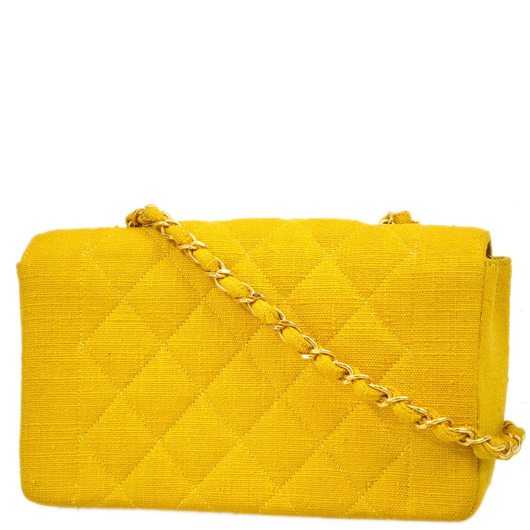 Top Quality Chanel * 1991-1994 Diana Small Yellow Linen