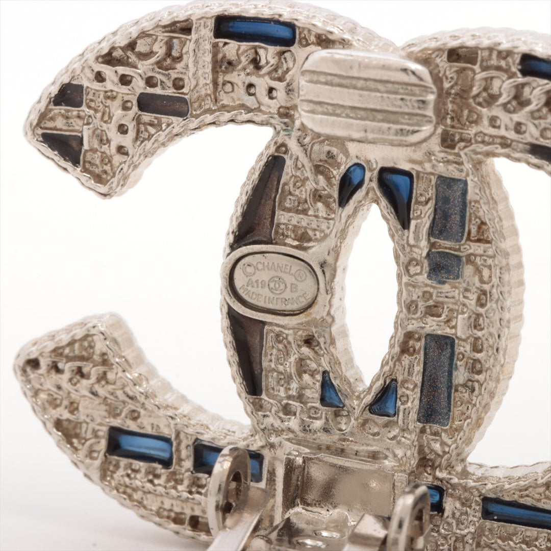 Top Quality Chanel Earrings in Tweed Pattern A19B Silver Blue