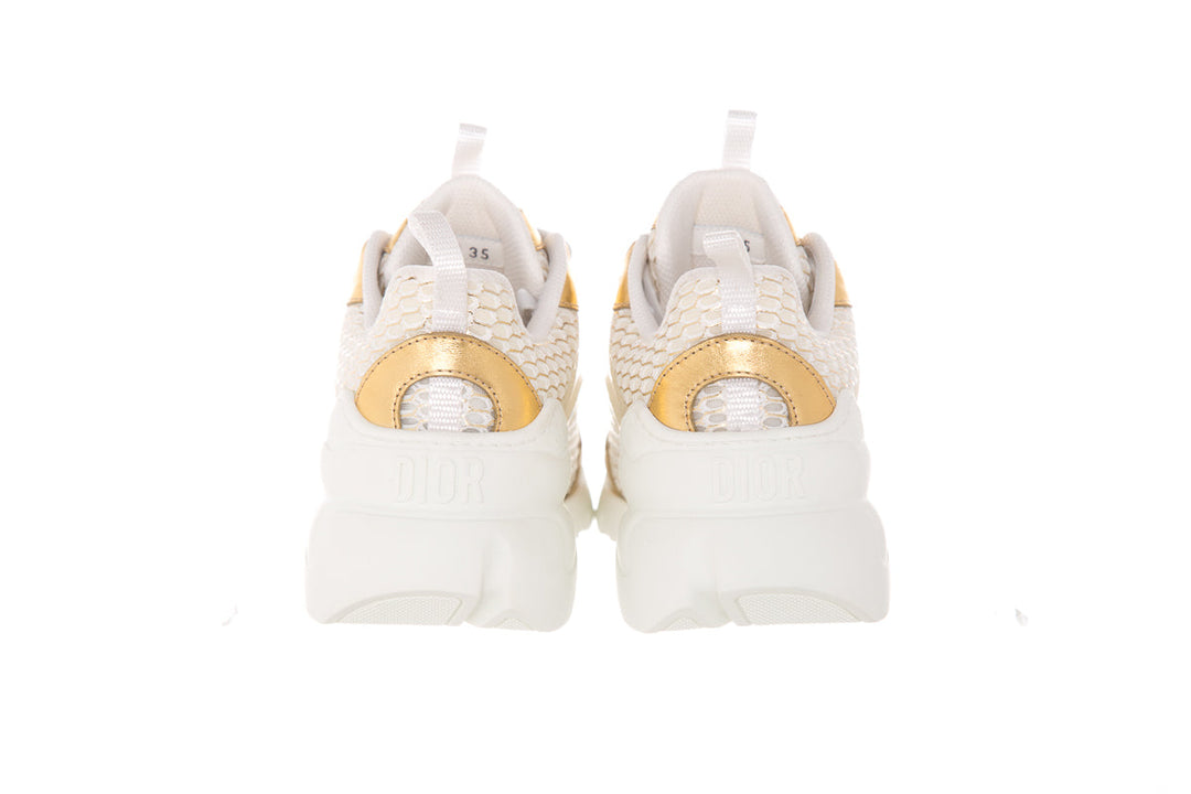 Christian Dior White & Gold D-Connect Sneakers SZ 35