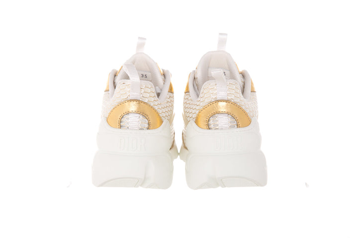 Christian Dior White & Gold D-Connect Sneakers SZ 35