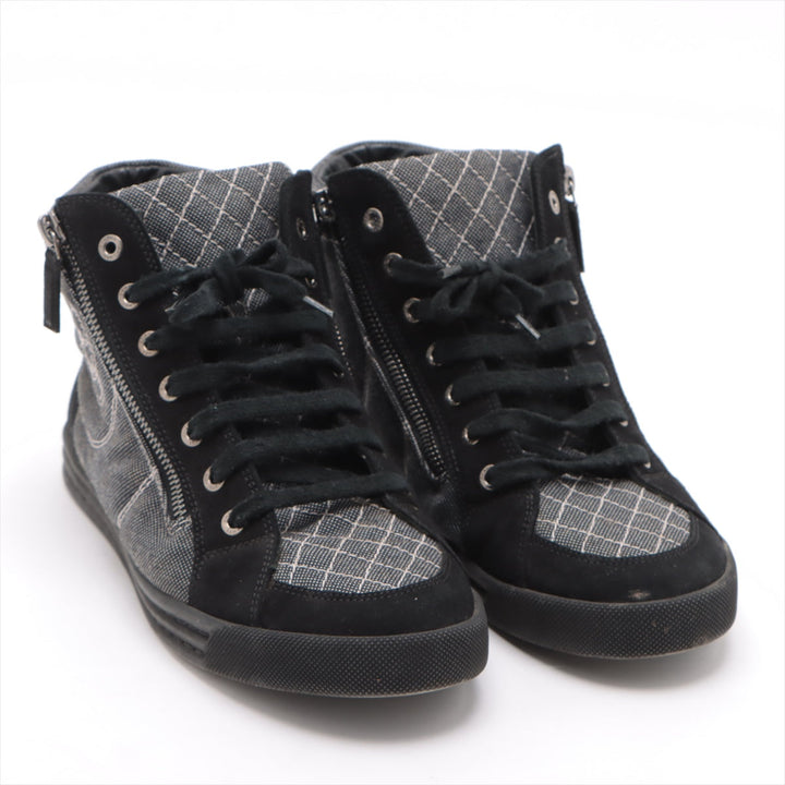 Top Quality Chanel Coco sweat x canvas high-cut sneaker 39 ladies black x white G30617 mattress double jeep stick  happy market shop