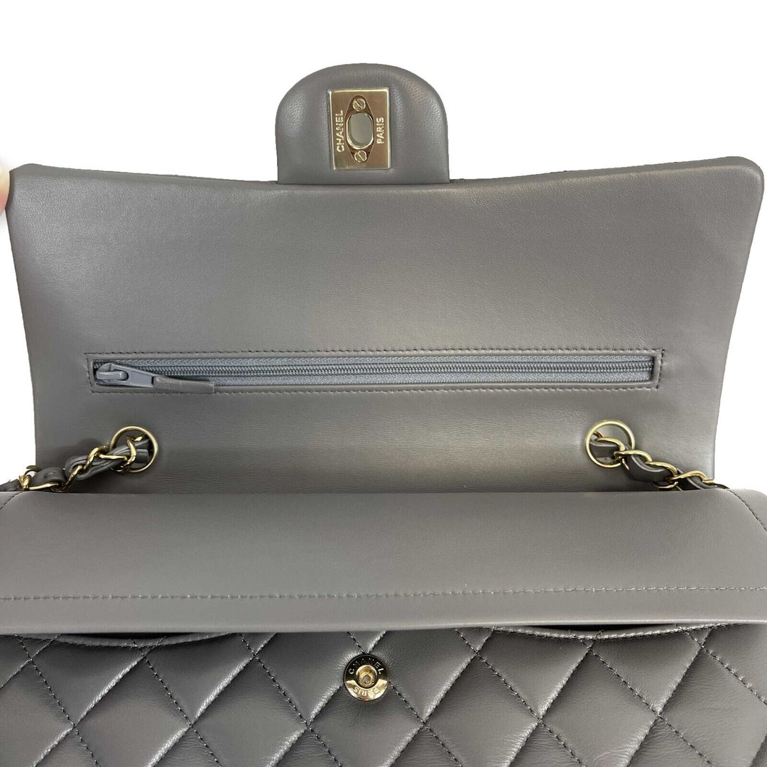 Chanel - NEW 22A Classic Medium Double New Dark Grey CC Shoulder Bag