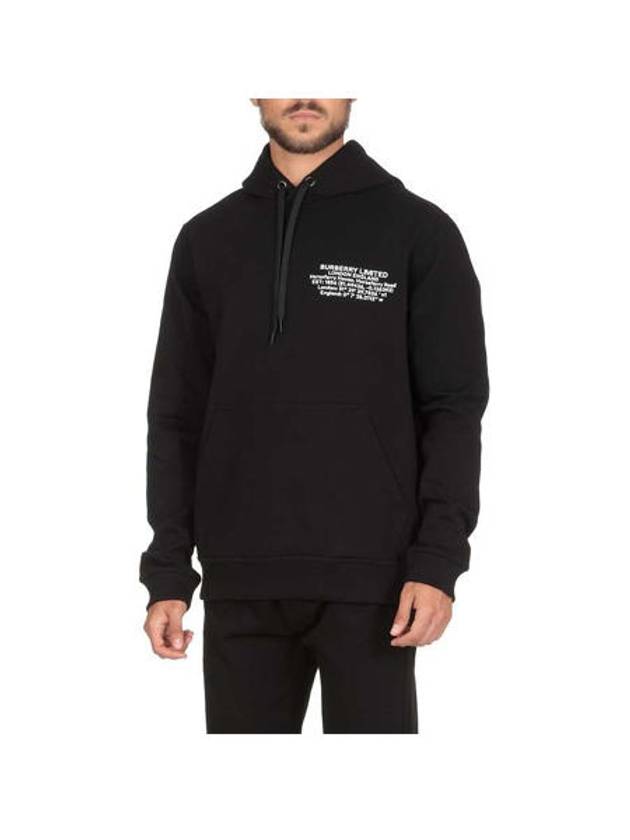 Burberry Location Logo Print Cotton Hoodie Black