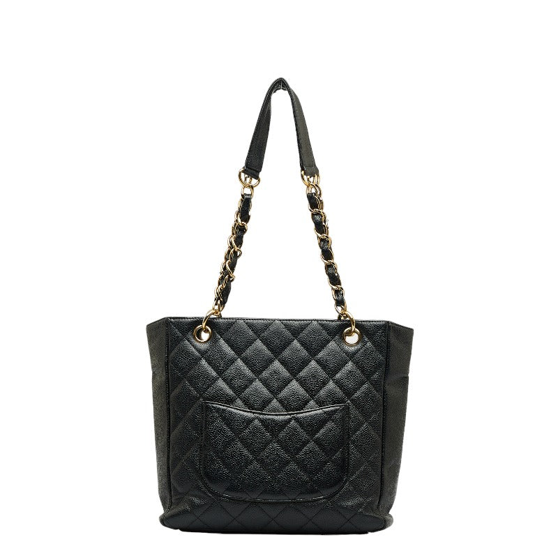 Top Quality Chanel Cocomark Mattress PT Tortoise Chain Handbag Black Gold Caviar S  CHANEL