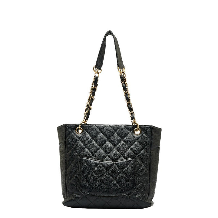 Top Quality Chanel Cocomark Mattress PT Tortoise Chain Handbag Black Gold Caviar S  CHANEL