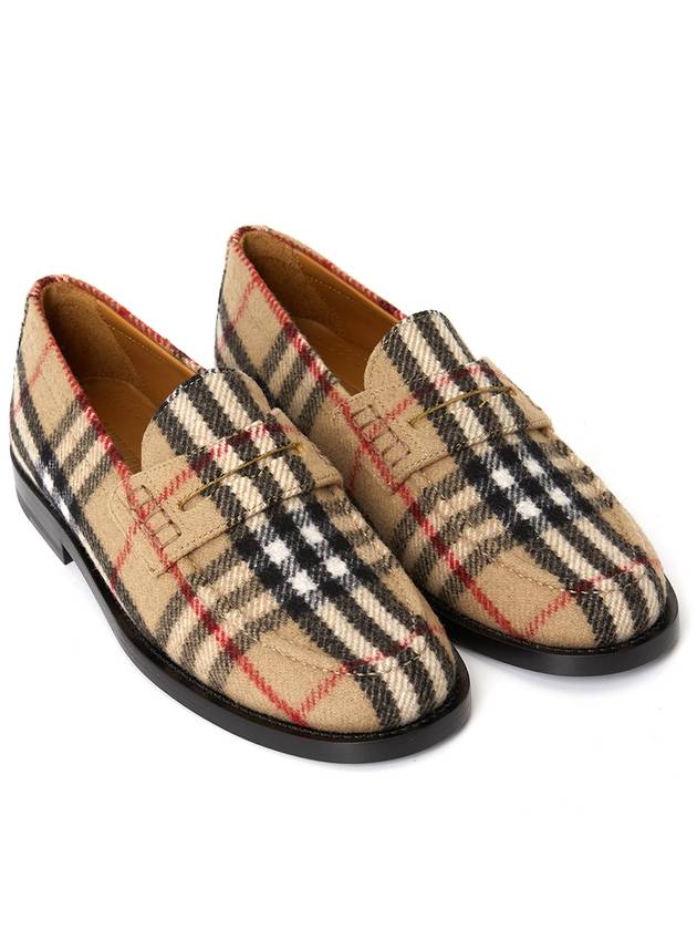 Burberry Checked Wool Loafers Archive Beige