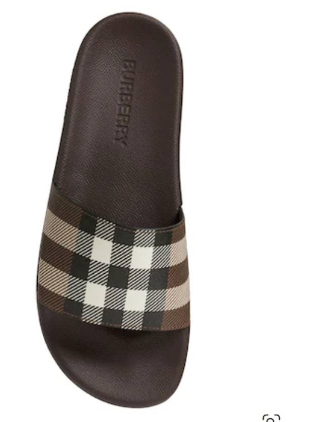 Burberry Check Print Slide Slippers Brown