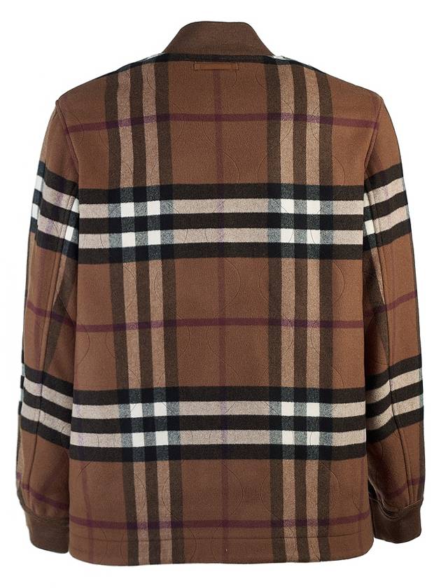 Burberry Quilted Check Wool Blend Bomber Jacket Dark Birch Brown