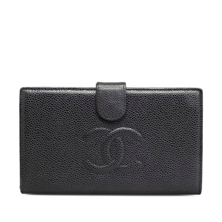 Top Quality Chanel Coco Double Fold Wallet Black Caviar S  Chanel