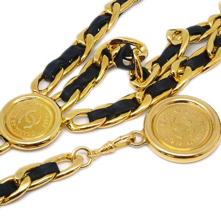 Top Quality Chanel Medallion Chain Belt Black 94A Small New