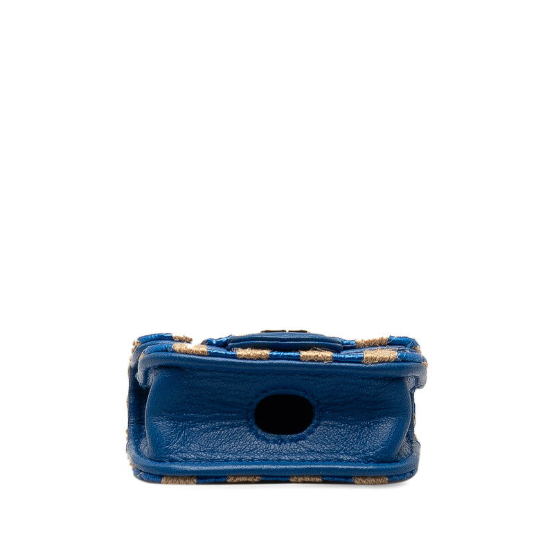 Top Quality Chanel Coco Yale pods pro case blue beige raffia leather ladies CHANEL