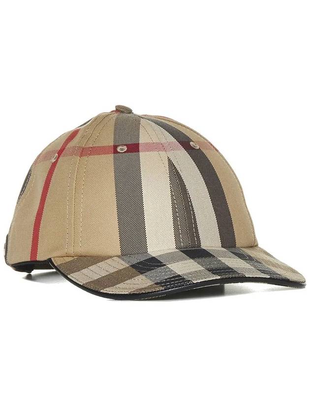 Burberry Detail Check Cotton Logo Ball Cap Beige