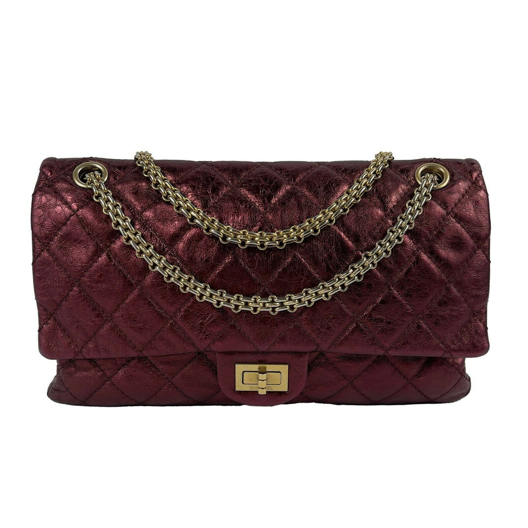Chanel - Metallic Quilted Calfskin 2.55 Reissue 227 Double New - Maroon